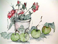 Aquarell - Aeppel un Rosen