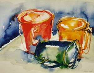 Aquarell - bunte Becher